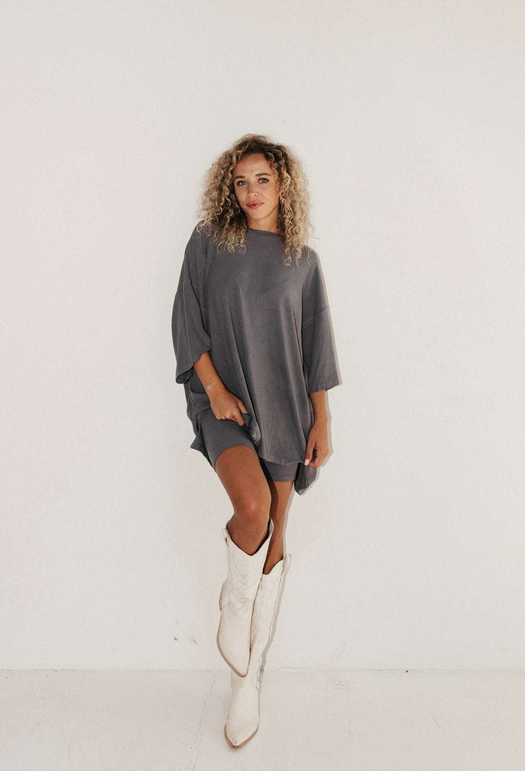 Women's Fashion All-match Loose Casual Home Short Sleeve T-shirt Shorts Set