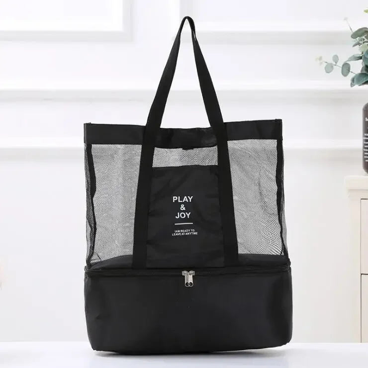 High Capacity Women Mesh Transparent Bag Double-layer Heat Preservation Large Picnic Beach Bags Small Tote Bags for Women