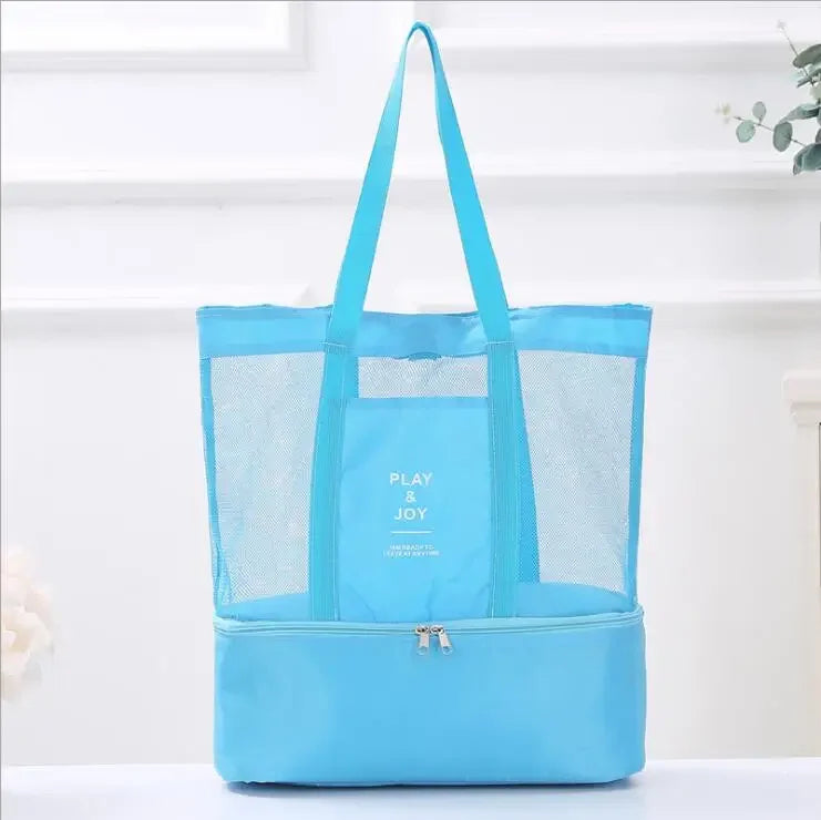 High Capacity Women Mesh Transparent Bag Double-layer Heat Preservation Large Picnic Beach Bags Small Tote Bags for Women