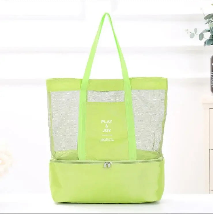 High Capacity Women Mesh Transparent Bag Double-layer Heat Preservation Large Picnic Beach Bags Small Tote Bags for Women